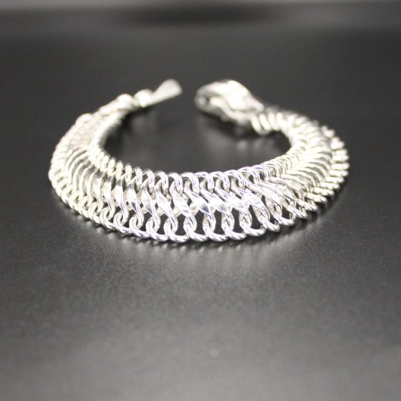 Vintage Signed CORO PEGASUS Thick Link Bracelet Silver Tone 7.5" Long 1950s - Picture 5 of 15